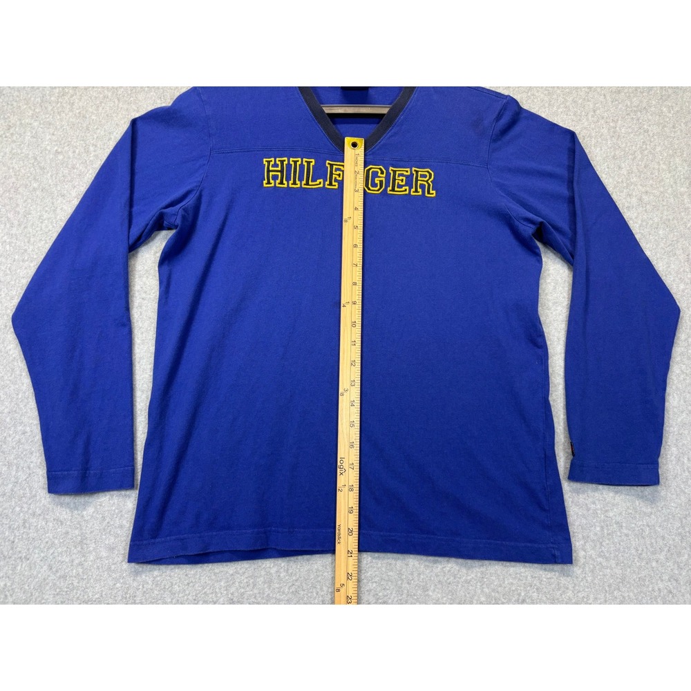 Tommy Hilfiger Mens Blue Long Sleeve V-Neck Graphic T-Shirt Embroidered Large - Picture 3 of 9